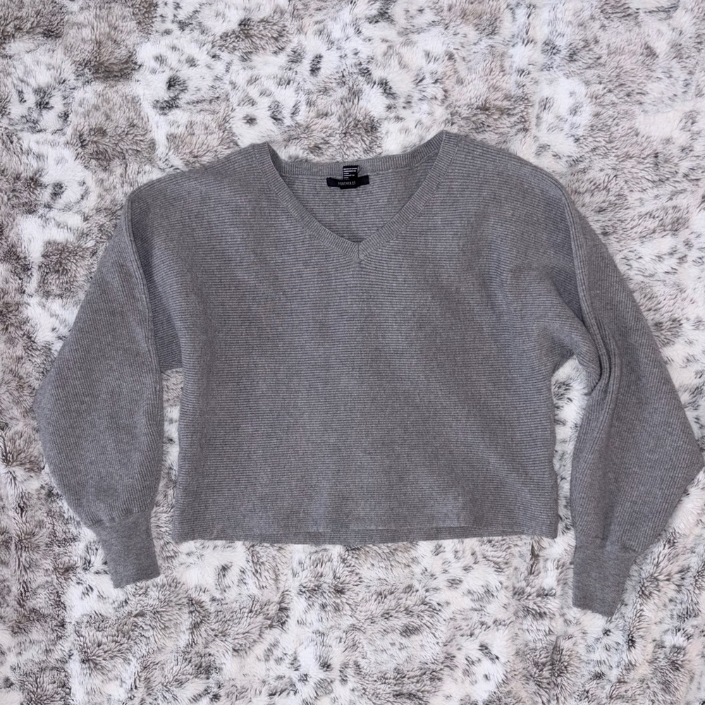 Forever 21 Charcoal V-Neck Sweater